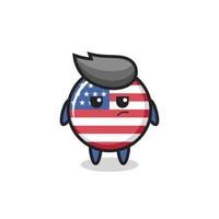 Lindo personaje de insignia de la bandera de los Estados Unidos con expresión sospechosa vector