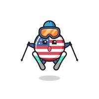 carácter de la mascota de la insignia de la bandera de los estados unidos como un jugador de esquí vector