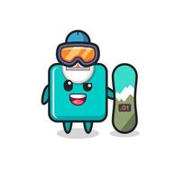 Illustration of weight scale character with snowboarding style vector