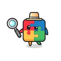 puzzle detective character is analyzing a case vector