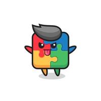 naughty puzzle character in mocking pose vector