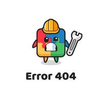 error 404 con la linda mascota del rompecabezas vector