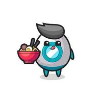 cute rocket character eating noodles vector