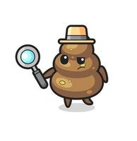 El personaje de detective de caca está analizando un caso. vector