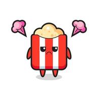 annoyed expression of the cute popcorn cartoon character vector