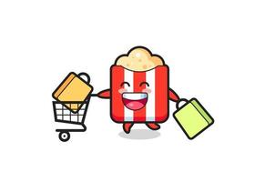 black Friday illustration with cute popcorn mascot vector