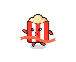 cute popcorn illustration is reaching the finish vector