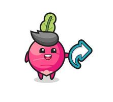 cute radish hold social media share symbol vector