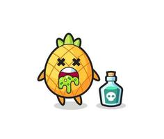 illustration of an pineapple character vomiting due to poisoning vector