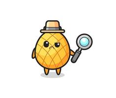 the mascot of cute pineapple as a detective vector