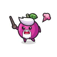 cute plum fruit grandpa is getting angry vector
