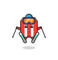popcorn mascot character as a ski player vector