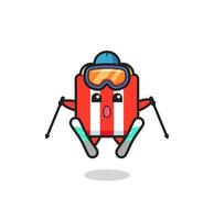 popcorn mascot character as a ski player vector