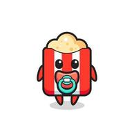 baby popcorn cartoon character with pacifier vector