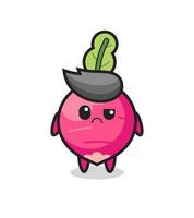 the mascot of the radish with sceptical face vector