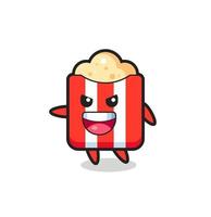 popcorn cartoon with very excited pose vector