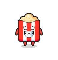 evil expression of the popcorn cute mascot character vector