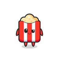popcorn cartoon with an arrogant expression vector