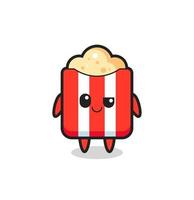 popcorn cartoon with an arrogant expression vector