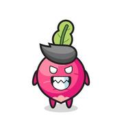evil expression of the radish cute mascot character vector