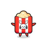 wrathful expression of the popcorn mascot character vector