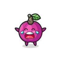 the illustration of crying plum fruit cute baby vector