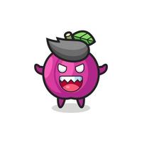 ilustración del personaje de la mascota de la fruta de ciruela mal vector