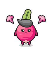 annoyed expression of the cute radish cartoon character vector