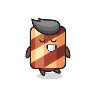 wafer roll cartoon illustration with a shy expression vector