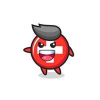 switzerland flag badge cartoon with very excited pose vector