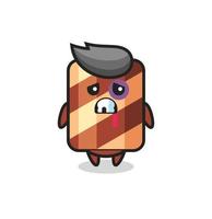 injured wafer roll character with a bruised face vector