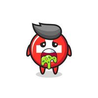 the cute switzerland flag badge character with puke vector