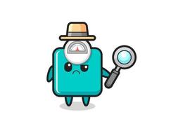 the mascot of cute weight scale as a detective vector