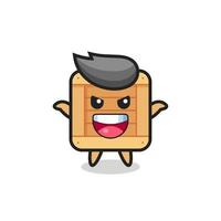 the illustration of cute wooden box doing scare gesture vector