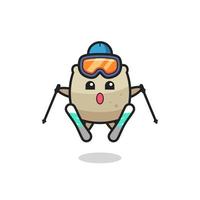 sack mascot character as a ski player vector