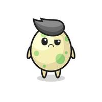 the mascot of the spotted egg with sceptical face vector