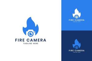 fire camera negative space logo design vector