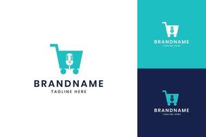 shopping podcast negative space logo design vector