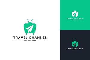 travel television negative space logo design vector