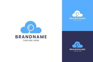 magnifier cloud negative space logo design vector