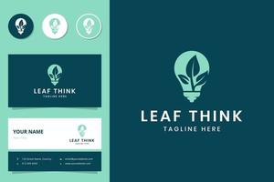 leaf think negative space logo design vector