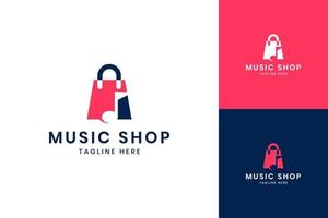 diseño de logotipo de espacio negativo de compras de música vector