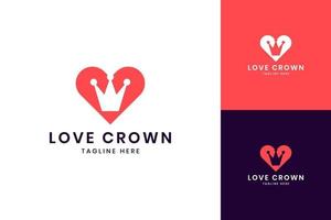 love crown negative space logo design vector