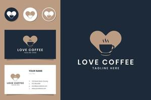 diseño de logotipo de espacio negativo de café de amor vector