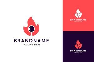 fire magnifier negative space logo design vector