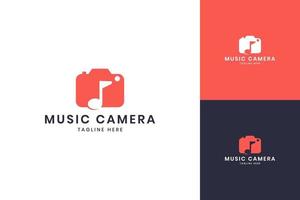 music camera negative space logo design vector