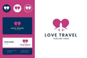 amor viajes diseño de logotipo de espacio negativo vector