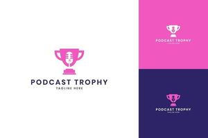 podcast trophy negative space logo design vector