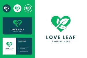 love leaf negative space logo design vector