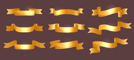 Glossy Golden Ribbon Collection vector